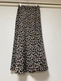 ヒョウ柄 ロングスカート 伸縮性ウエストバンド