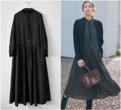 23区大きいサイズ　48サイズ　濃紺　ワンピース　組曲ICB自由区 大きいサイズ48＊自由区 モクロディーウォッシャブルワンピース