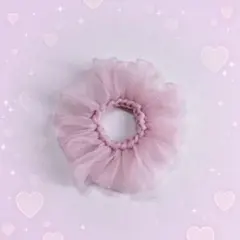 ハンドメイド シュシュ シフォン オーガンジー チュール ふわふわ 春 ピンク