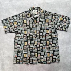 日本製 アート 絵画 総柄 半袖シャツ レトロ 古着 L相当