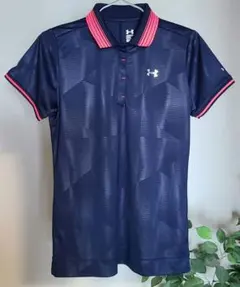 UNDER ARMOUR アンダーアーマー ポロシャツ ネイビー(首、袖ピンク)