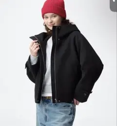 GU コージーメルトンショートフーディコート Lサイズ 美品