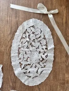 フランスヴィンテージ アンティーク ハンドメイド リシュリュー刺繍