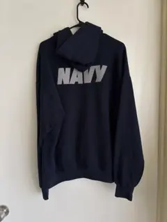 NAVY ロゴプリント プルオーバーパーカー ネイビーmade in USA
