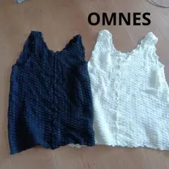 OMNES ぽこぽこワッシャー　メロータンクトップ　２着セット　黒　白のサムネイル