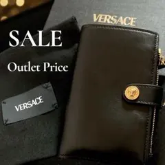 現行 訳あり 定価8万 ヴェルサーチ メドゥーサ 二つ折り 財布 黒 レザーのサムネイル
