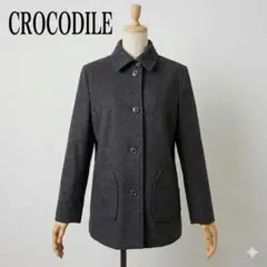 美品　クロコダイル ウールジャケット L グレー 裏地キルティング 冬　通勤のサムネイル