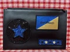 StarLean スターリアン 牛革 クラッチバッグ ワッペン付き スパンコール