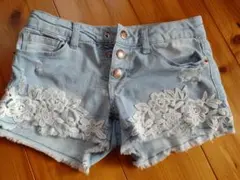 キッズ　女の子　デニムショートパンツ