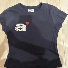 aeae ロゴプリント 半袖Tシャツ ネイビー