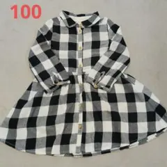 H&M　チェック柄　シャツワンピース　100