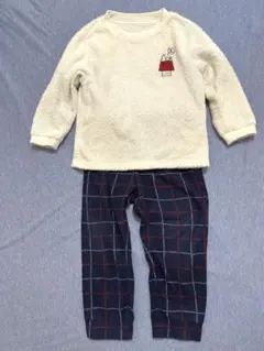 【ユニクロ×スヌーピー】フリースパジャマ 110cm チェック柄