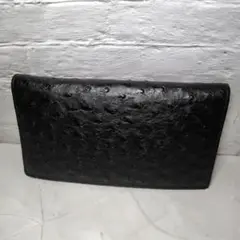 ★美品★ オーストリッチレザー 長財布 ブラック メンズ 札入れ