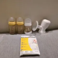 Pigeon 哺乳瓶 160ml 3本セット 電動搾乳器、メデラ母乳保存袋付