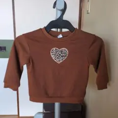 ブラウン ハート型レオパード柄トレーナー