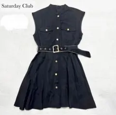美品 Saturday Club ノースリーブ ベルト付き ワンピース xs
