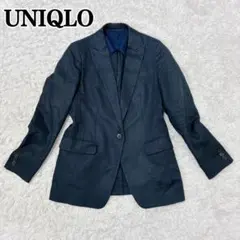 UNIQLO リネン100% テーラードジャケット S レディース ネイビーのサムネイル
