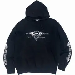 ⁠【Y2K】CRU DESIGNS 袖プリント パーカー L 黒 トライバル