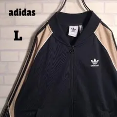 アディダス★極美品 ATP型 刺繍ロゴ 切替 トラックジャケット 黒 L