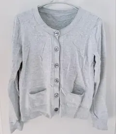 【M】グレー ボタン付き カーディガンおしゃれ春秋兼用