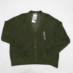 リブ編みカーディガン XL オリーブ