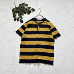 8255✾セブンデイズサンデイ✾ヘンリーネックTシャツ【M】ボーダー/綿100のサムネイル