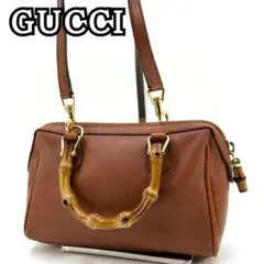 GUCCI グッチ ヴィンテージ バンブー ショルダーバッグ ハンドバッグ 茶系
