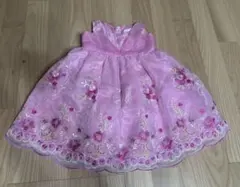 ピンクの花柄刺繍　ワンピース　プリンセス　ベビードレス