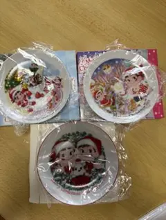 不二家 ペコちゃん ポコちゃん クリスマスプレート 3枚セット