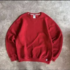 O0s ラッセルアスレチックスウェットトレーナー レッド 無地L 前V古着