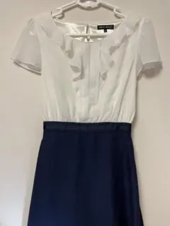 MISCH MASCH 半袖ワンピース バイカラー フリル