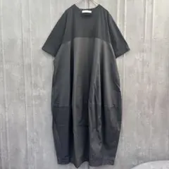 SHEENA DELRAY 切替ロングワンピース　黒　ブラック　半袖　M〜L