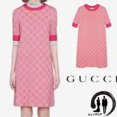 GUCCI GGロゴ ニットワンピース 半袖 ピンク - メルカリ