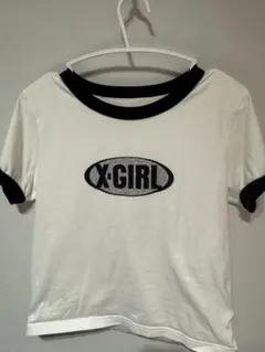 X-girl 半袖 リンガーTシャツ ホワイト ブラック Mのサムネイル
