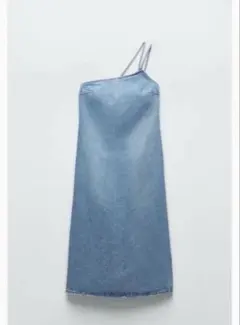 ZARA アシンメトリーデニムミディワンピース