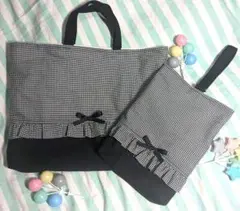 チェック　　レッスンバック　上履き袋　入園セット　入園セット　女子