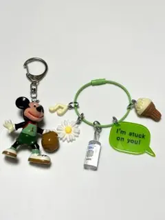 ミッキーレトロキーホルダー　じゃらじゃらキーホルダー　2点セット販売(184)