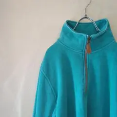 ハーフジップ　スウェット　 古着　ターコイズカラー