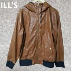 ILL'S ブラウンレザー フード付きジャケット パーカー