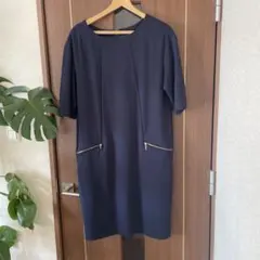 【お値下げ】ROPE ネイビー 七分袖 ワンピース ポケット付き