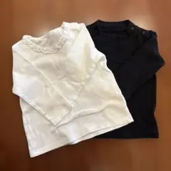 ユニクロ長袖Tシャツ 80cm ホワイト/ブラック