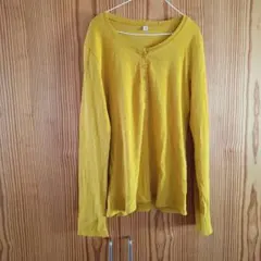 マスタードイエロー 長袖 Tシャツ Mサイズ