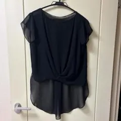 ZARA 黒 シフォン ノースリーブシャツ　ブラウス　XS 透け感　シアー