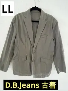 古着　D.B.Jeans テーラードジャケット カーキ　綿　サイズ　LL