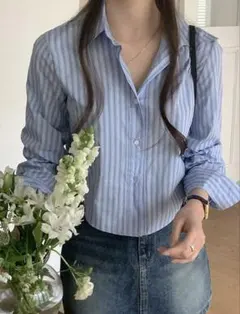 長袖シャツ ブルー　秋服