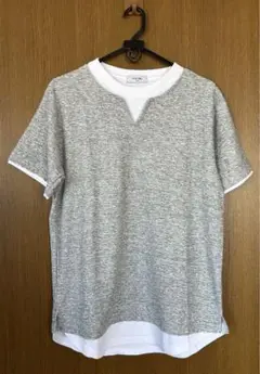 PLUS ONE プラスワン　Tシャツ　レイヤードカットソー/重ね着風　メンズ