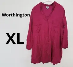 Worthington 【XL】ピンク 長袖シャツ ブラウス トップス