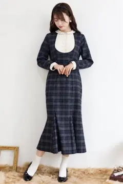 an another angelus ベルト付きウールライク開衿ジレワンピース | Mercari
