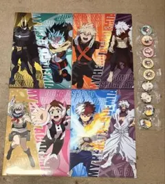 くら寿司 ヒロアカ クリアファイル4枚 缶バッジ5個マグネットシート4個