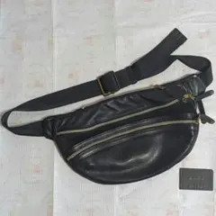 マスターピース ボディバッグ レザー ウエストポーチ 黒 ギャランティカード付